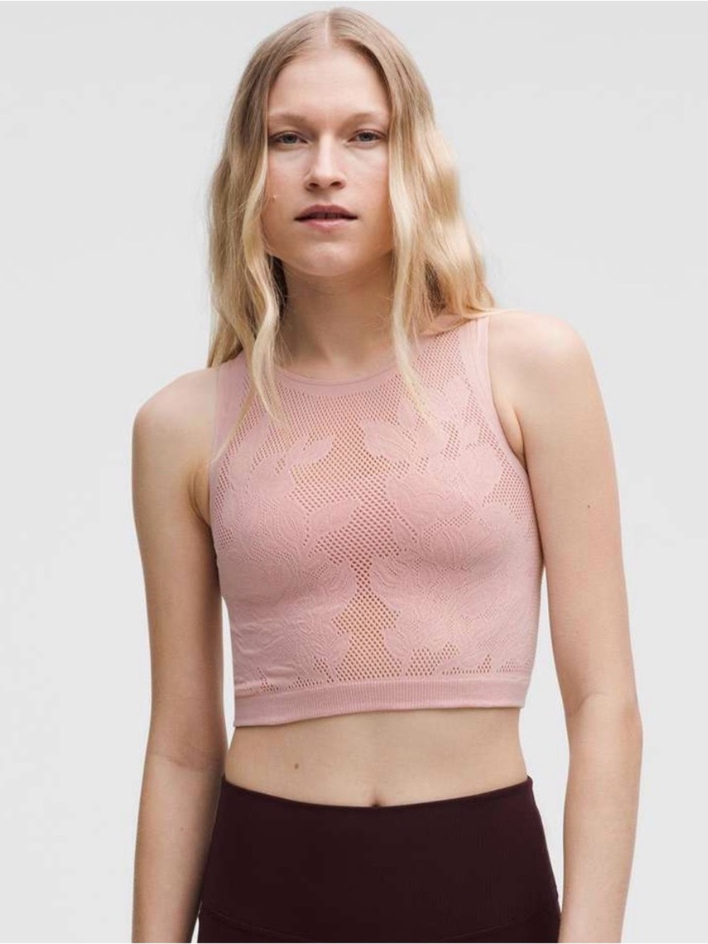 Lululemon Pink Revealknit Floral Seamless Crop Tank